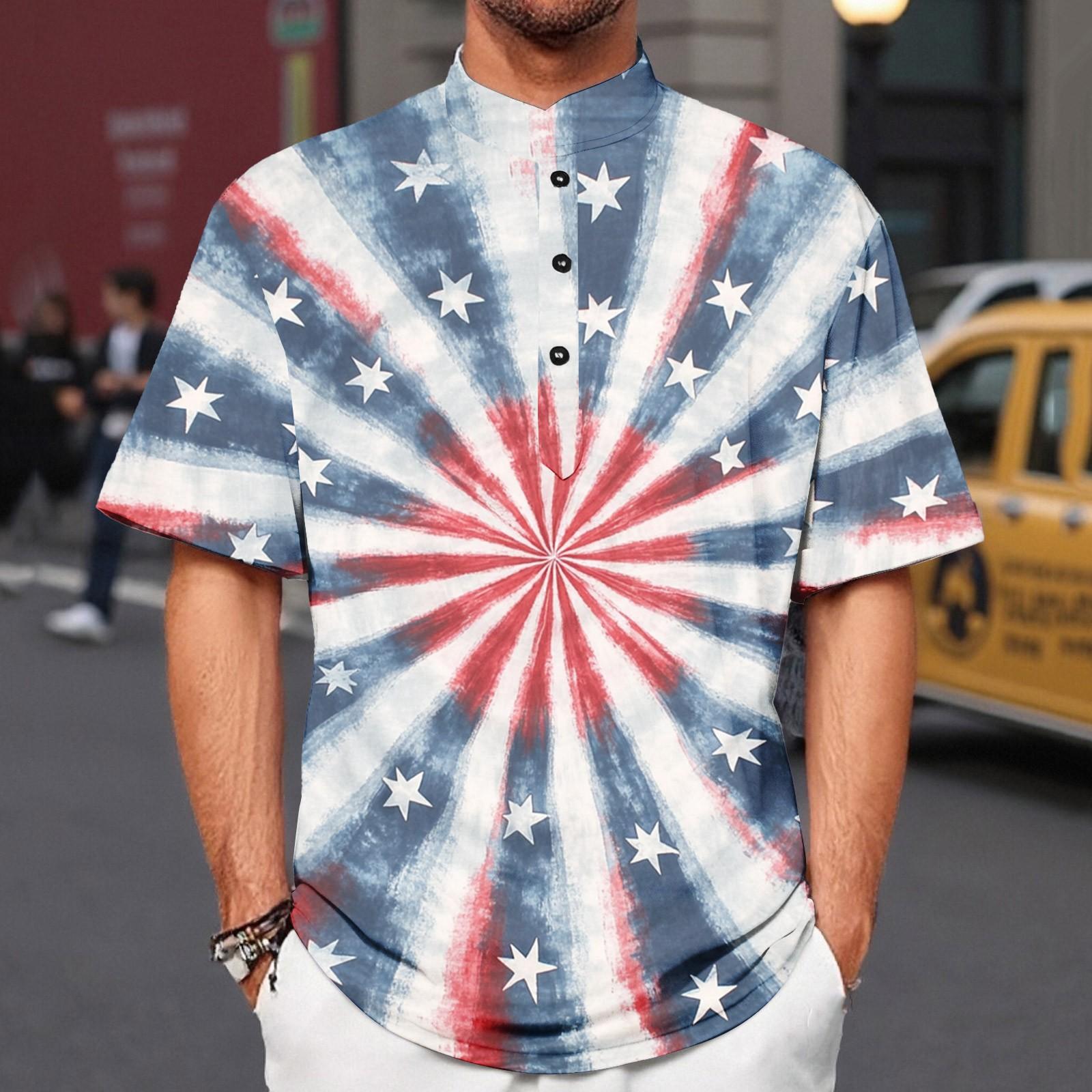 

Летний новый мужской повседневный воротник-стойка с коротким рукавом воротник рубашки L белый