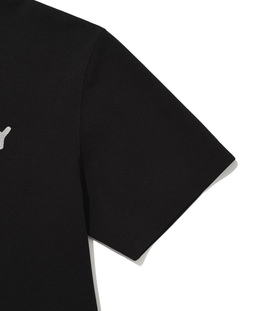 WACKY WILLY Typo Bird Graphic Short Sleeve T-Shirt Black