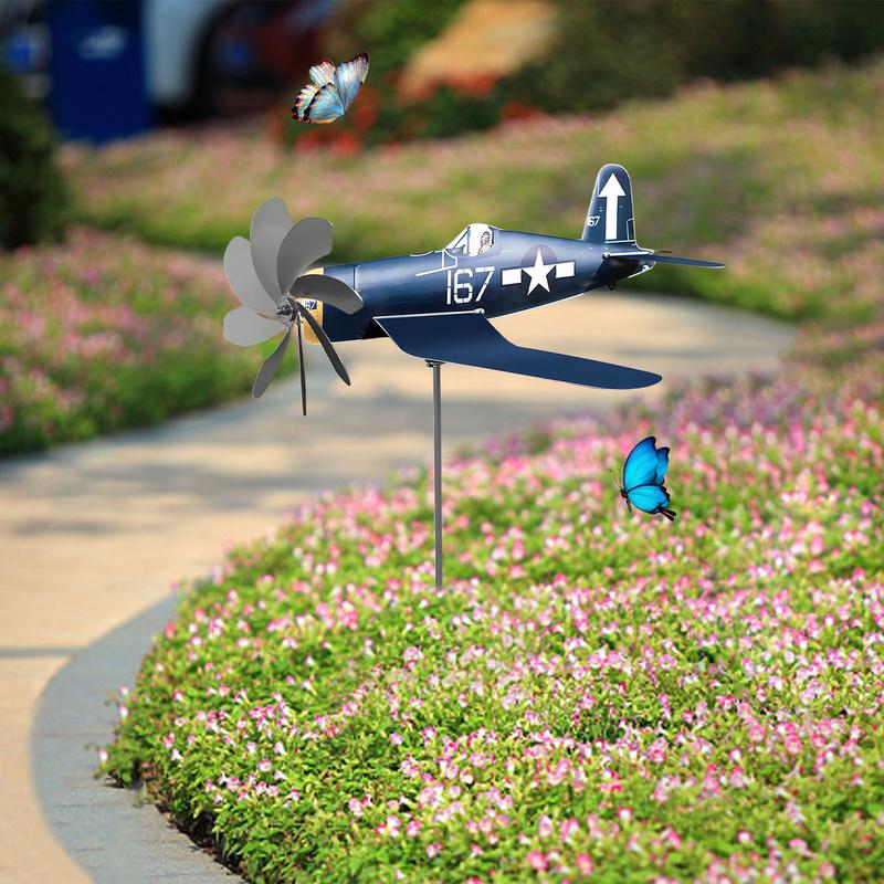 Airplane Wind Spinner Wind Spinners Wind Sculpture Windmill Aircraft Stainless Steel Wind Catchers Weatherproof Wind Powered