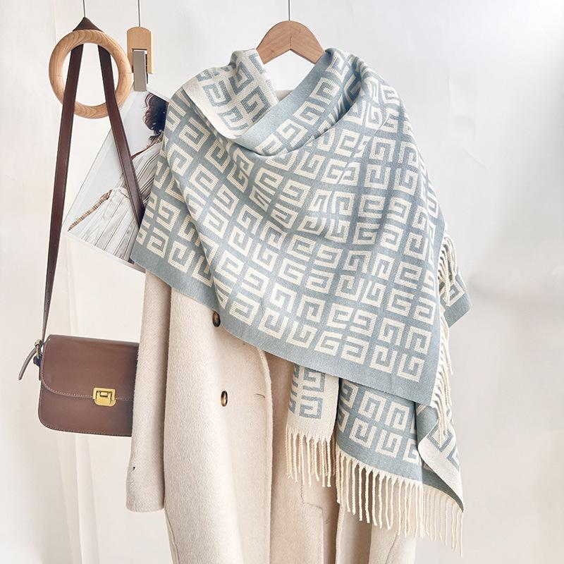 

Autumn and winter G grid scarf imitation cashmere men s and women s fashion and warmth versatile scarf thickened high-end shawl 196