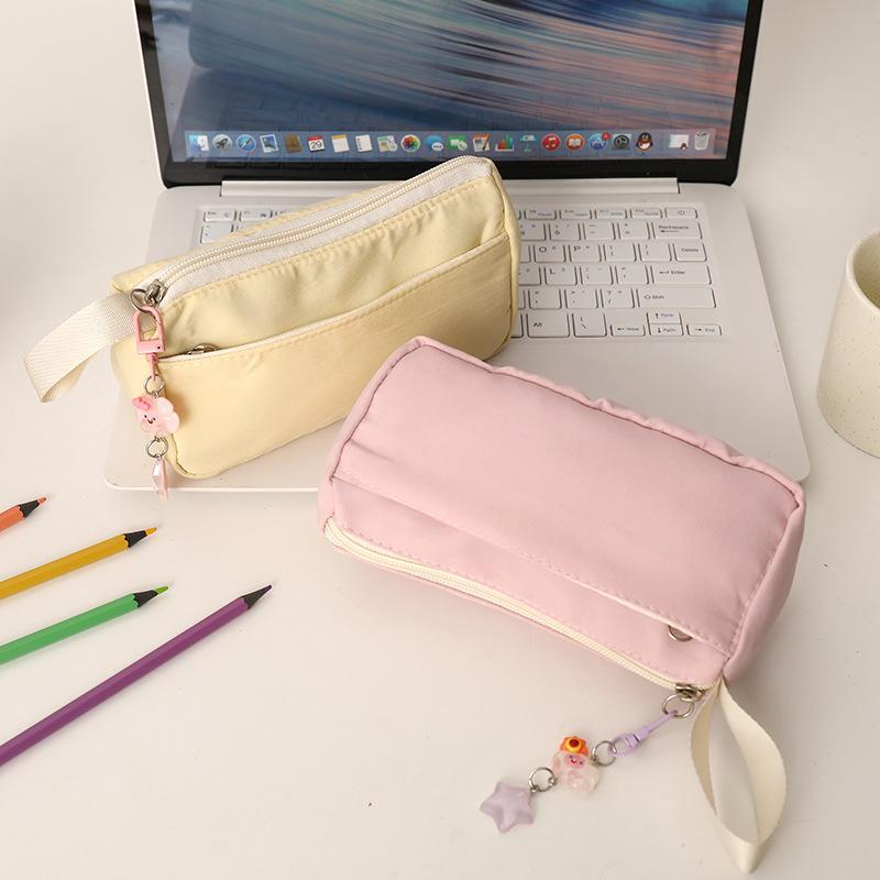 New Ins Pencil Case Large Capacity Cute Stationery Bag Simple Pencil Pouch Student Coin Purse Coin Pouch Portable Makeup Bag