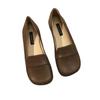Retro round head soft leather small leather shoes female 2025 spring new fairy gentle shallow mouth flat bottom loafers night wind fat