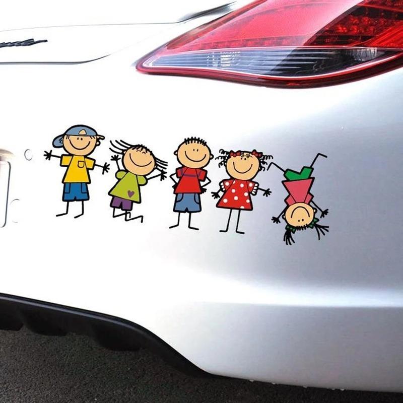 Happy Family Car Sticker Decals Car Body Styling Cartoon Vinyl Decal Funny Children Play Auto Stickers Decor