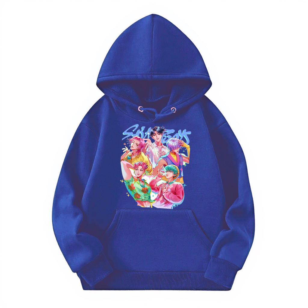 Kinder Freizeit Rundhals Bedruckter Pullover Langarm Kapuzen-Sweatshirt Oberteil