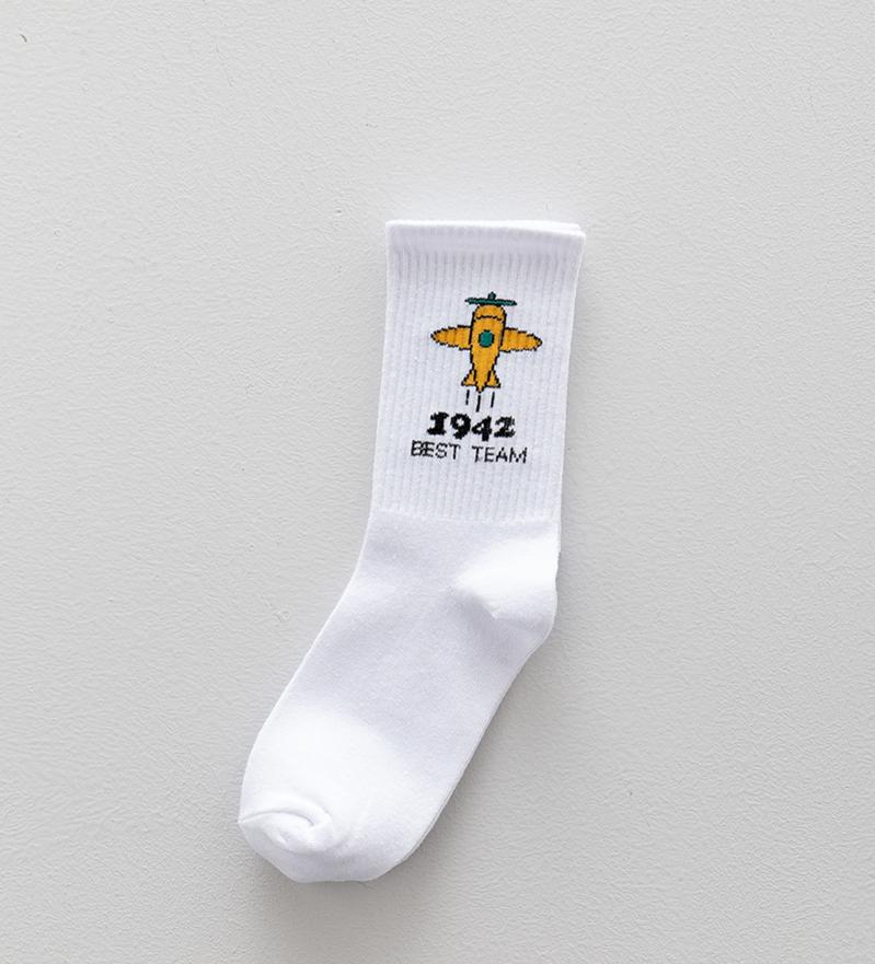 Women Japanese Korea Cute Cartoon Cow Bear Rabbit Duck Unicorn Funny White Cool Harajuku Hip Hop Cotton Skateboard Socks