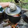 F26C Aluminum Alloy Camping Hanging Pot Large Capacity Outdoor Tableware Cookware Hiking Cooking Pots for Campfire