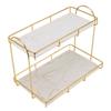 Bathroom Storage Rack Gold White 2 Tier Makeup Shelf Humanized Structure Anti Slip Counter