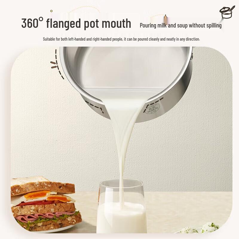 Bear 316 Stainless Steel Milk & Soup Pot, 18cm