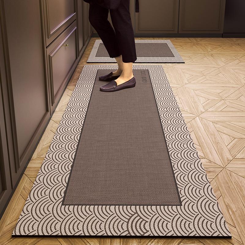 Pvc Kitchen Floor Mat Retro Style Non-slip Oil-proof Carpet Leather Waterproof Foot Mats Long Strip Home Decoration Rug Alfombra