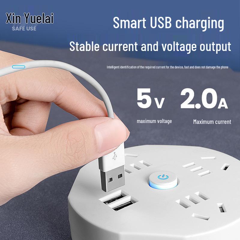 Compact Multi-Outlet Power Strip with Long Cord for Safe Household & Dorm Use