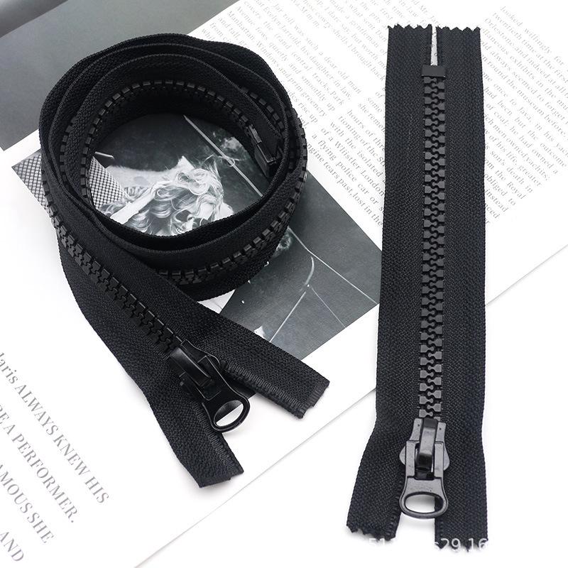 #8 Schwarzer Harz-Reißverschluss, Doppelkopf, 5m für Schlafsäcke & Zelte