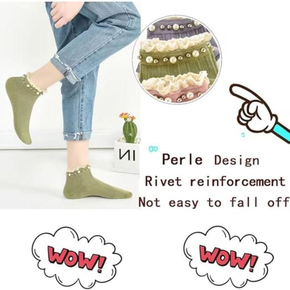 1Pair Breathable Lace Ruffle Socks Elastic White Frilly Socks Women Ankle Socks  Women Girls