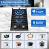 TopStrong 30cm Tempered Glass Gas Cooktop with Cast Iron Supports, 5200W, Black, Easy Installation