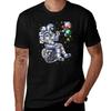 T-shirt Graphique Astronaute Soufflant des Bulles Coton Doux Thème Espace pour Homme