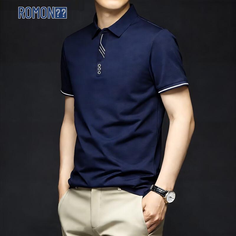

Romon Men s Summer Business Casual Polo Shirt XL