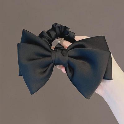 Satin Bow Hair Tie - Women's High Ponytail Accessory