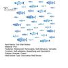 DIY Seabed Wall Murals Watercolor Blue Fish Decals, Striped Ocean Sea Life Stickers, Removable Self-Adhesive Layered School of Decor Coastal