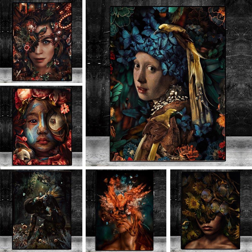 

Абстрактные женщины и натуральные цветы на современных плакатах