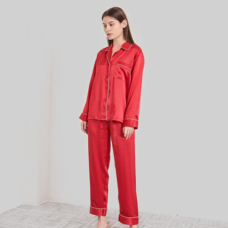 Butterfly Embroidery Silk Pajama Set - Women's Mulberry Silk Two-Piece for Spring/Summer