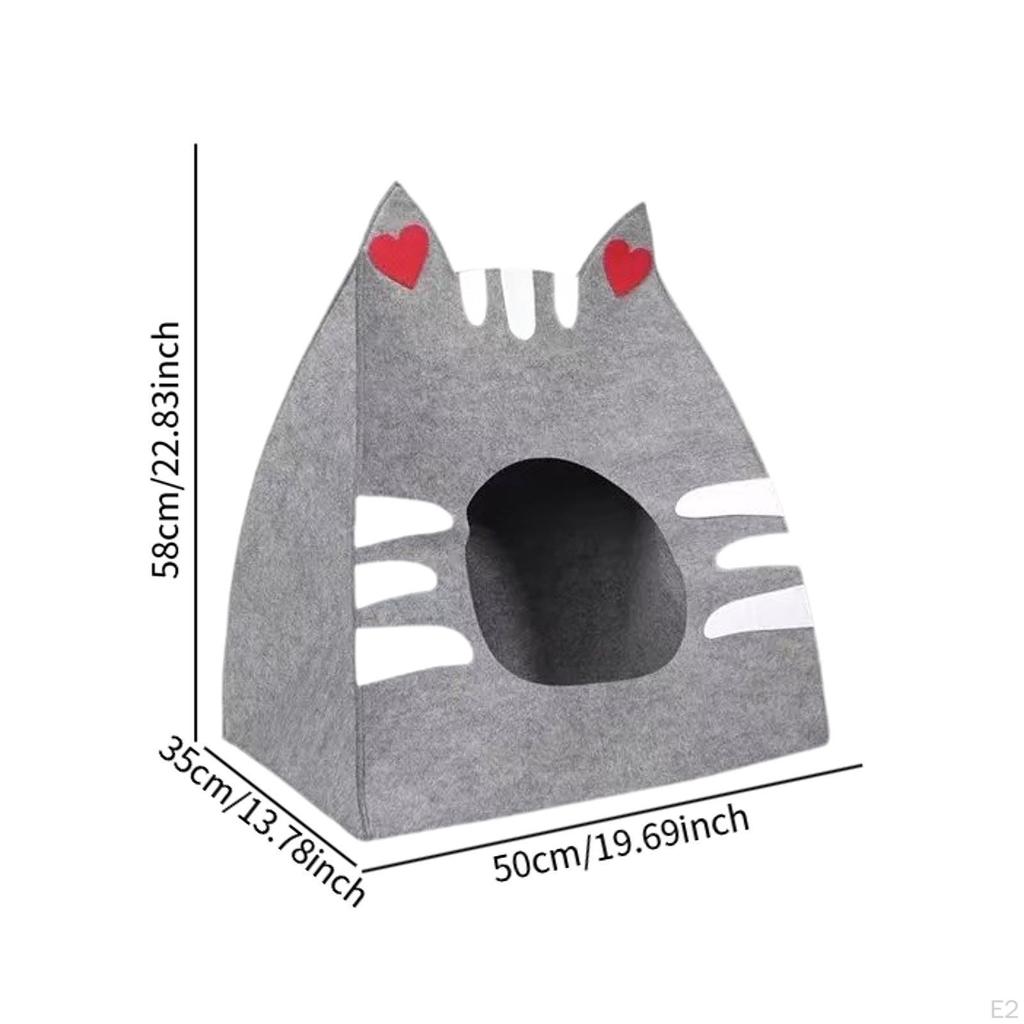Felt Cat House Scratch Resistance Stable for Indoor Cats Cute Furniture Kitten Bed Hideaway