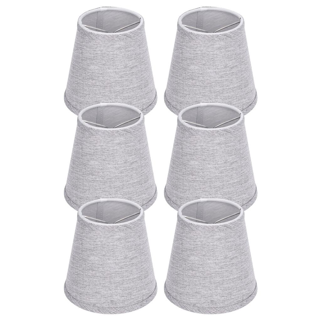 6 SZT. Abażur Materiałowy Srebrnoszary E14 Abażur Lampa Stołowa Lampa Sufitowa Abażur do Hotelu Salonu