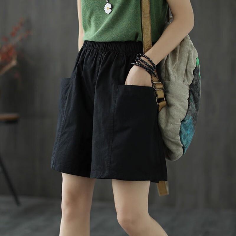 Summer Loose Cotton-Linen Wide-Leg Shorts XL