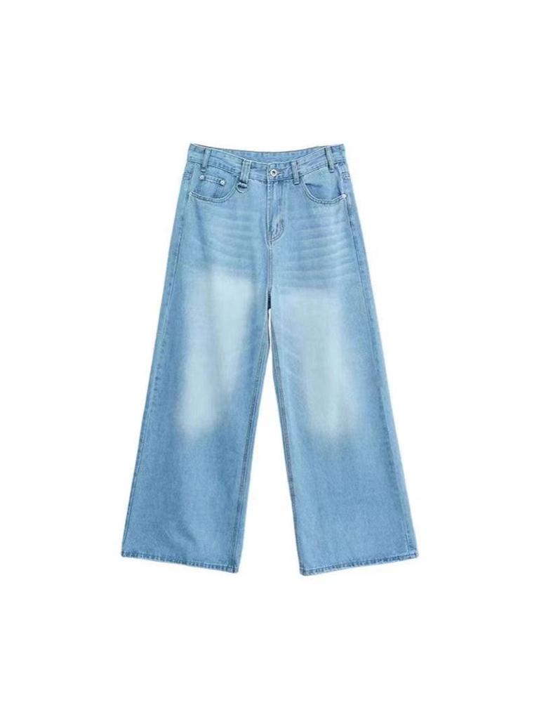 Unisex Retro Vintage Washed Straight-Leg Jeans - Slightly Loose Fit
