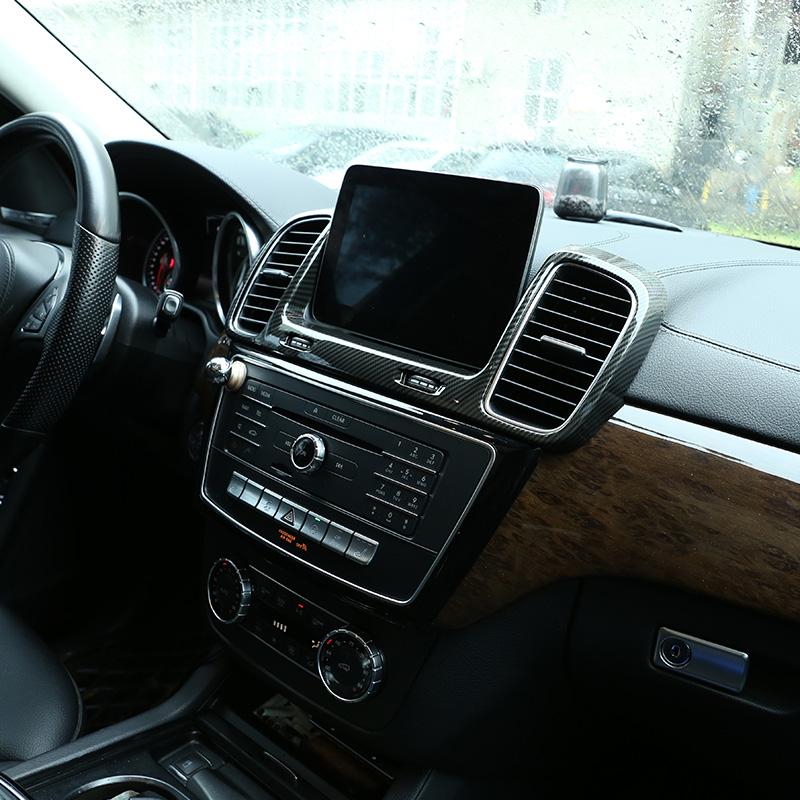 For Mercedes Benz GLS GLE Class ABS Carbon Fiber/Silver Car Central Control Air Outlet Decorative Frame Trim Car Accessories