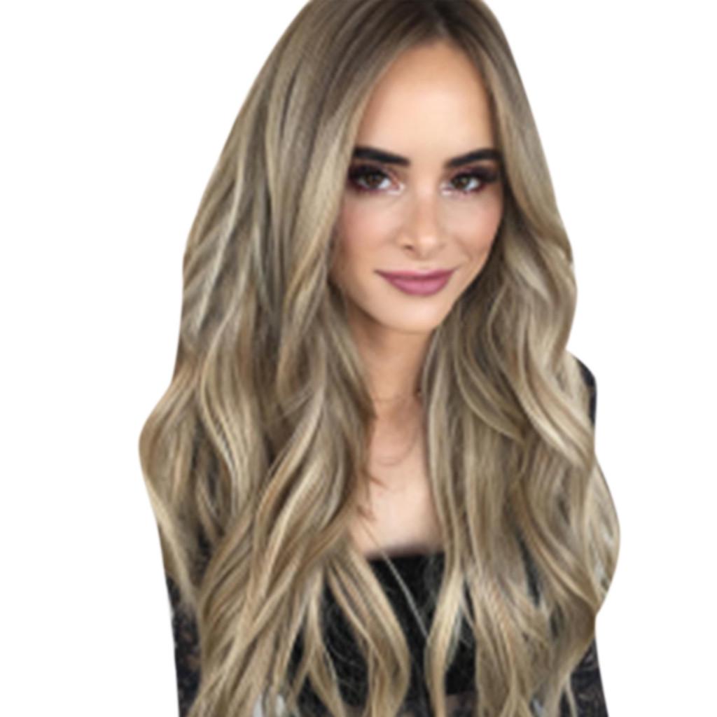 Women Mix Colors Gradient Long Curly Synthetic Wig Full Wig Wavy Wig