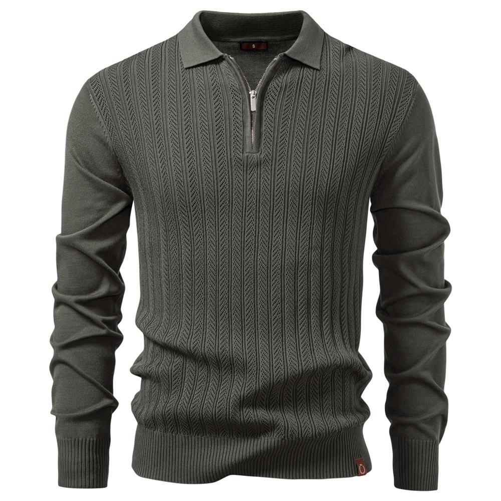 AIOPESON Premium Solid Color Polo Men Slim Fit Henley Long Sleeve Luxury Textured Fabric Business Casual Mens Polo Shirts
