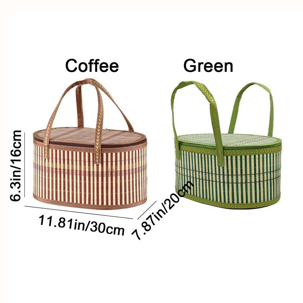 Pastoral Style Bamboo Braided Basket Handheld Sundries Snacks Basket for Home