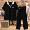 Fashionable Ice Silk Sports Suit for Women in Spring, Autumn and Summer, Slim Mother's Style Casual Pants Two-piece Set