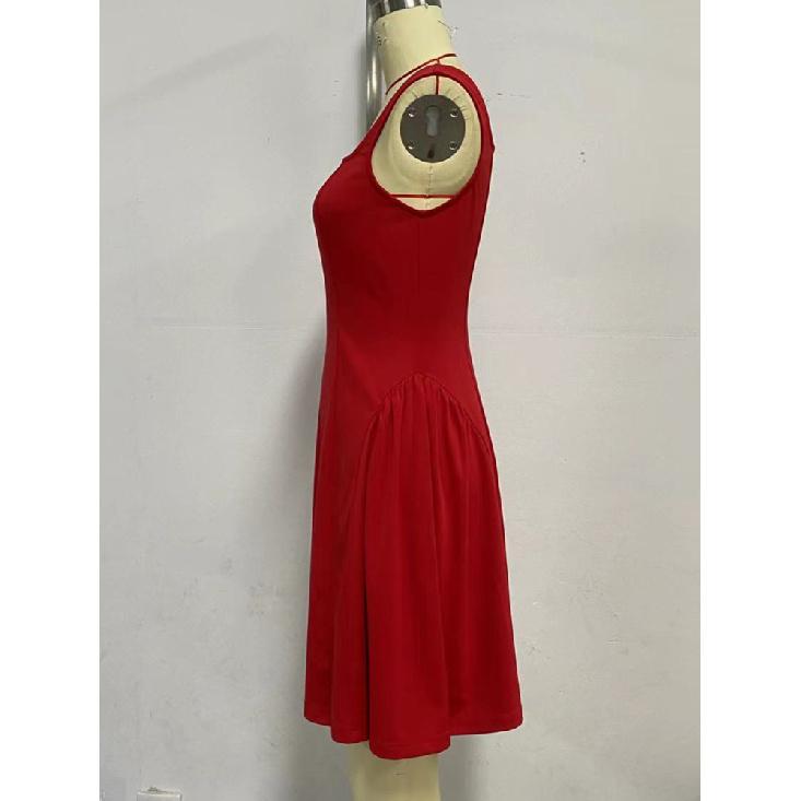 Fashion Solid Color Party Square Neck Backless Mini Slip Dresses 2025 New Elegant High Waist Club Pleated Short Dress