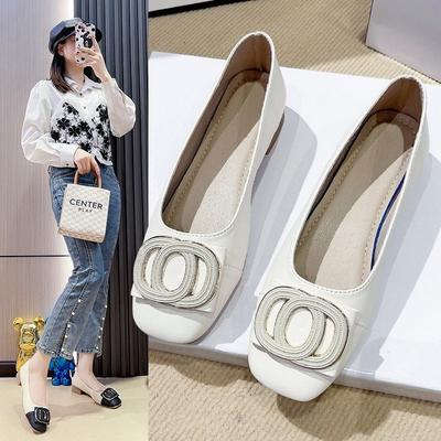 Single Shoes Spring and Summer New Soft Leather Grandma Shoes Retro Flat Mother Shoes Shallow Beanie Lazy Shoes