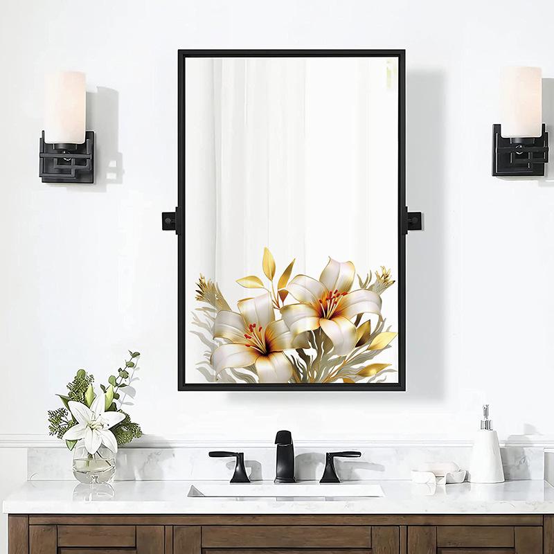 Lilienblumen Wandaufkleber für Fenster, Glastüren, Schminkspiegel, Heimdekoration, abnehmbar, selbstklebend