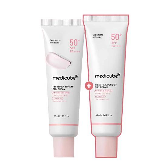 Medicube PDRN Pink Tone-Up Sun Cream SPF50+ PA++++ Brightening UV Protection Sunscreen 50ml x2 Set