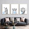 Blue Bubble Elephant Giraffe Poster Print Animal Nursery Wall Art Canvas Painting Child Picture Kids Baby Room Decoration Nordic