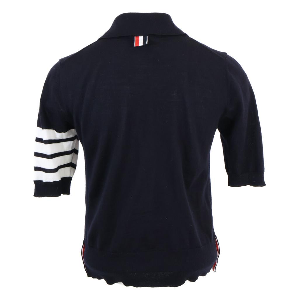THOM BROWNE Domestically Licensed FKC334A-Y1014-415 4-Bar Wool Knit Polo Shirt tops 36 blackUsed