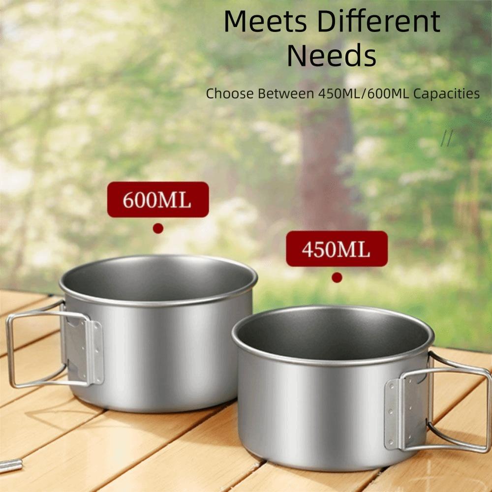

With Handles Titanium Bowl Lightweight Camping Bowl Dinner Food Container Outdoor Activities 450ml