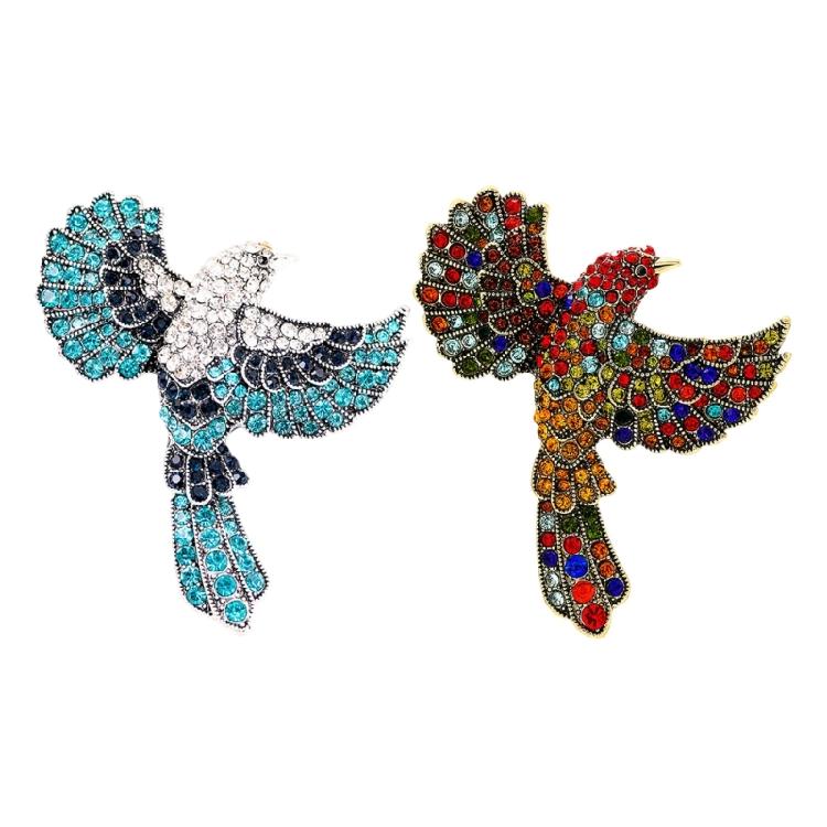 Bunte Strass-Kolibri-Brosche Großes Abzeichen Vintage-Stil Reversnadel Zubehör für Modebegeisterte