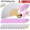 1-10 Stück Hochzeits-Handfächer Weißes Papier Bambus Faltfächer Individuell Handbemalt DIY Handfächer Dekoration Kinder Malen Geschenke