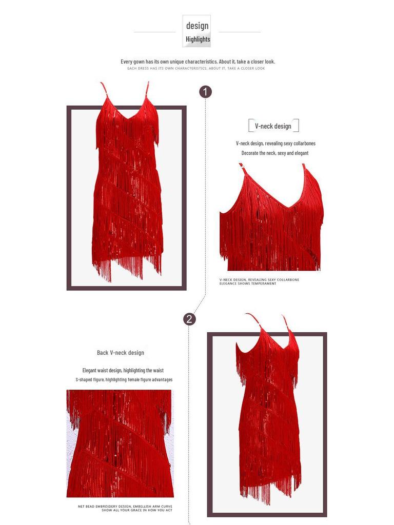 1920s Sequin Tassel Flapper Dress for Banquet, Party, or Dance Performance