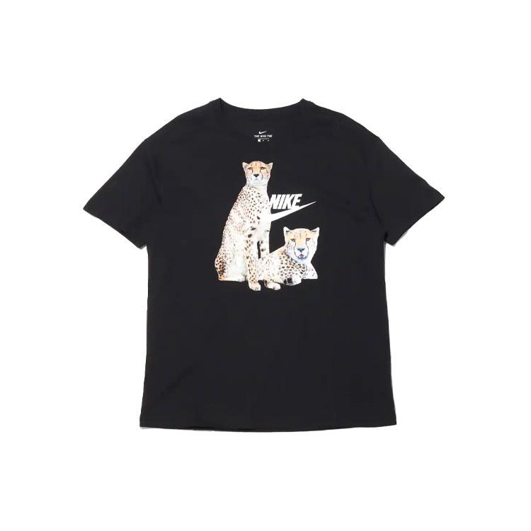 (WMNS) Nike Round Neck Printing Casual Sports Short Sleeve Black Women s DD1486-010 S