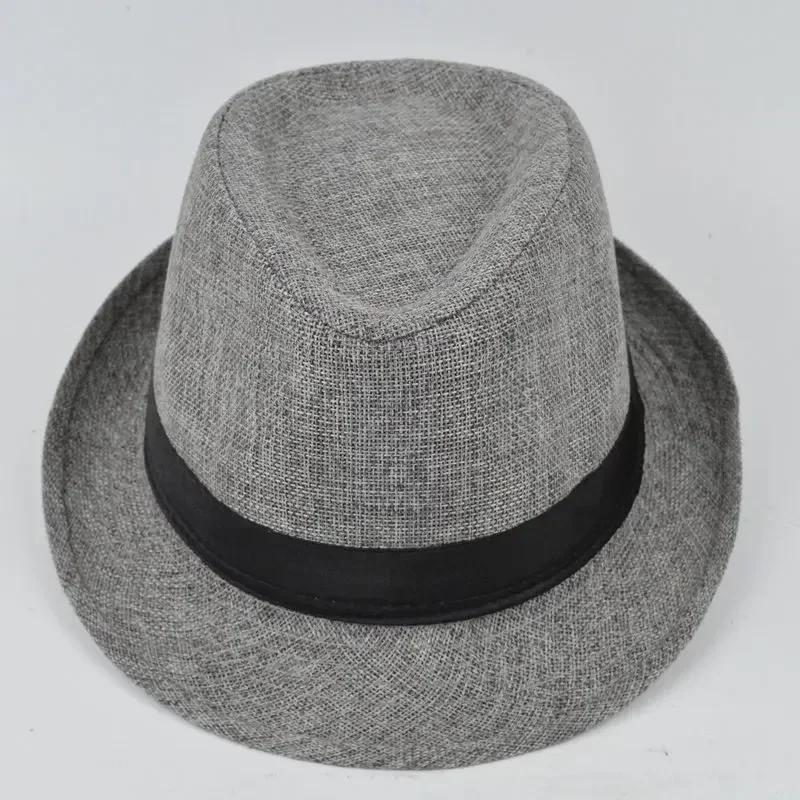 Top Hat Cotton Linen Solid Jazz Hat Men's English Gentleman Hat Versatile Casual Sunshade Handsome Gentleman