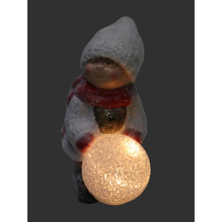 Ceramic figurine of a boy with a battery-operated ball, 15.5 cm