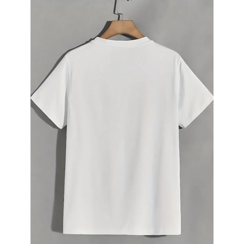 European Size White Denim & Pearl Print T-Shirt - Western Relaxed Fit Top with Jeans Pocket & Pearl Bow Tie, Short Sleeve Round Neck Blouse