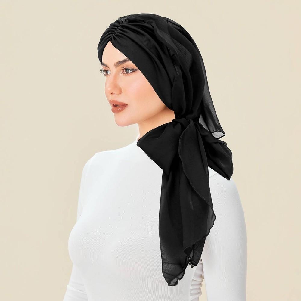 Elastic Hijab Caps Wrap Style Chemo Cap New Pre-tie Turban Hat  Women Headwear