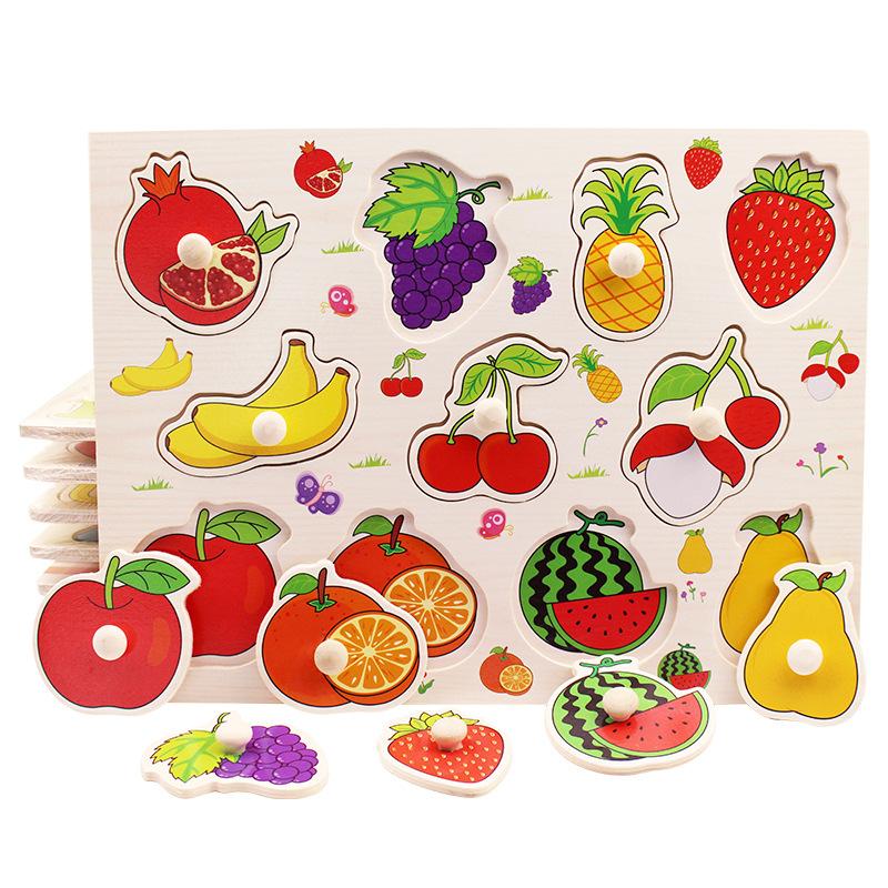 Handheld Board Puzzle Blocks, Children's Shape Matching Panels, Puzzle Wooden Toys