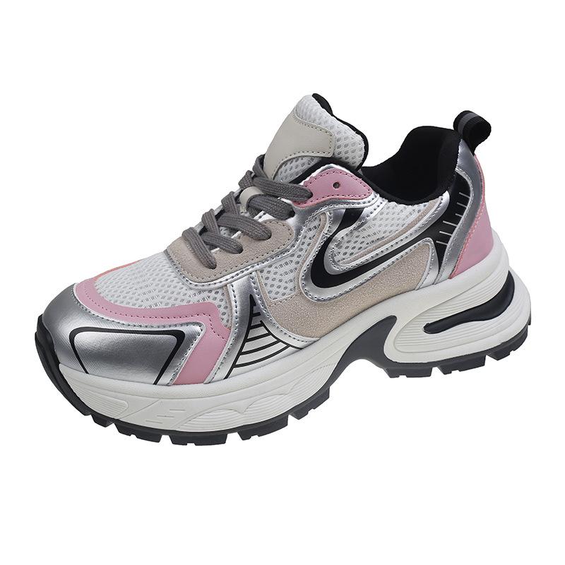 

The same shoes women s fashion thick-soled spring new mesh breathable heightening lightweight sports shoes 40 розовый