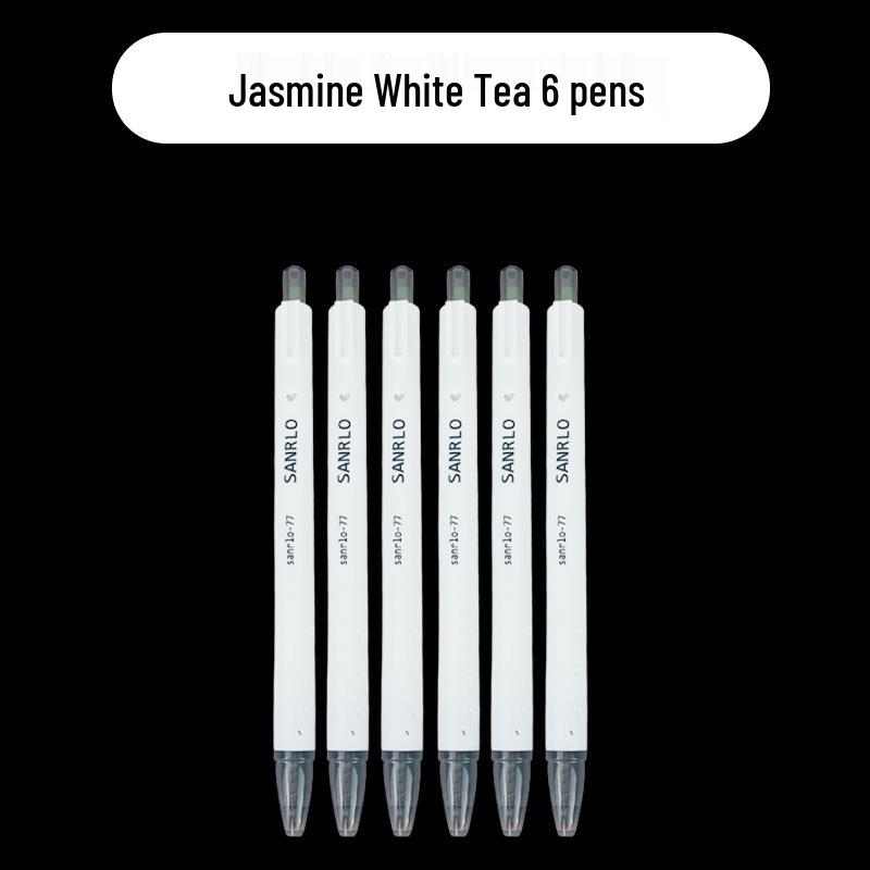 Jasmine Green White Tea Click Pen - Stylish, Quick-Drying Black Gel Pen for Students, 0.5mm